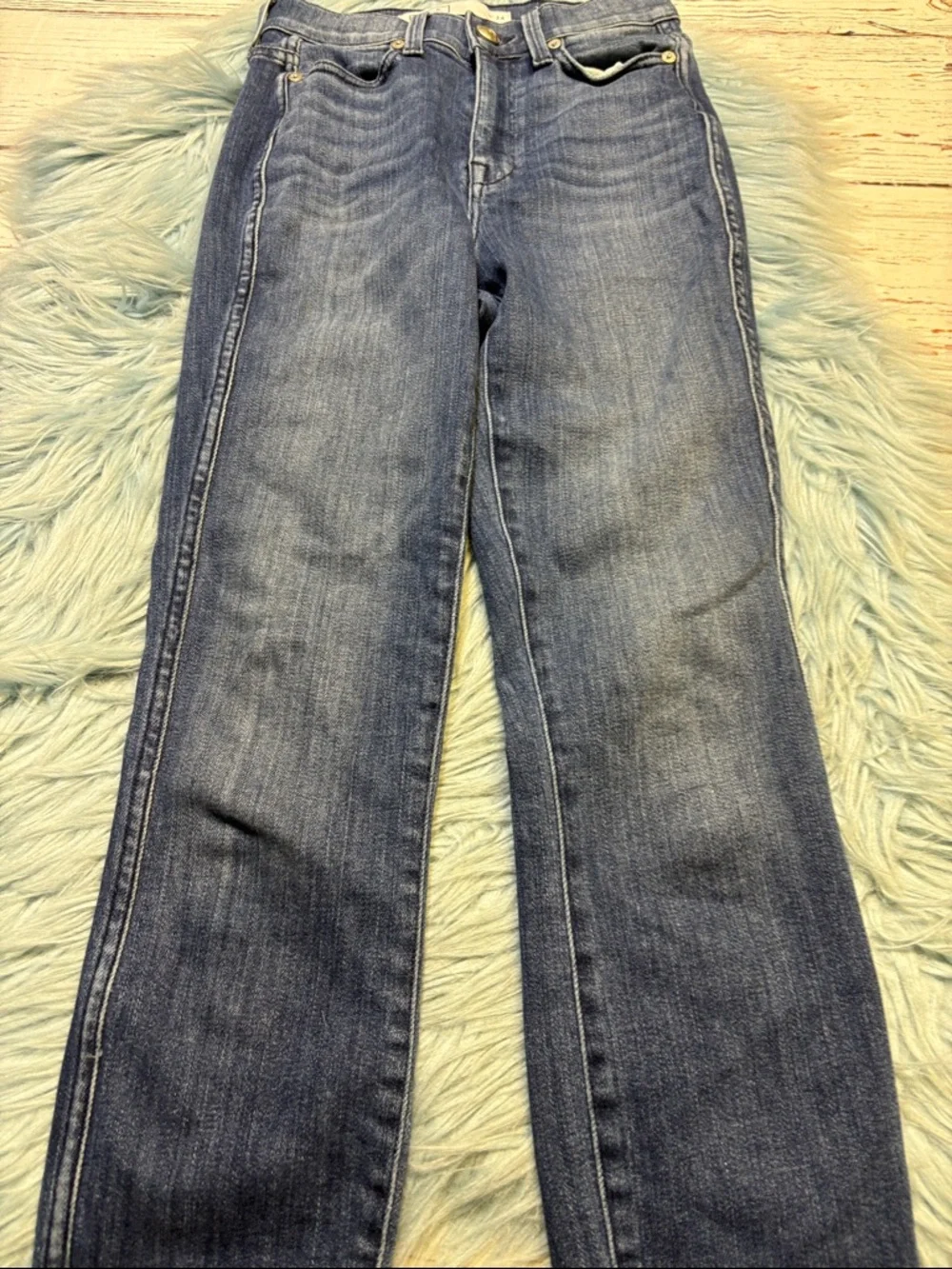 AYR Indigo High Rise Skinny Jeans with Frayed Hem Sz 24